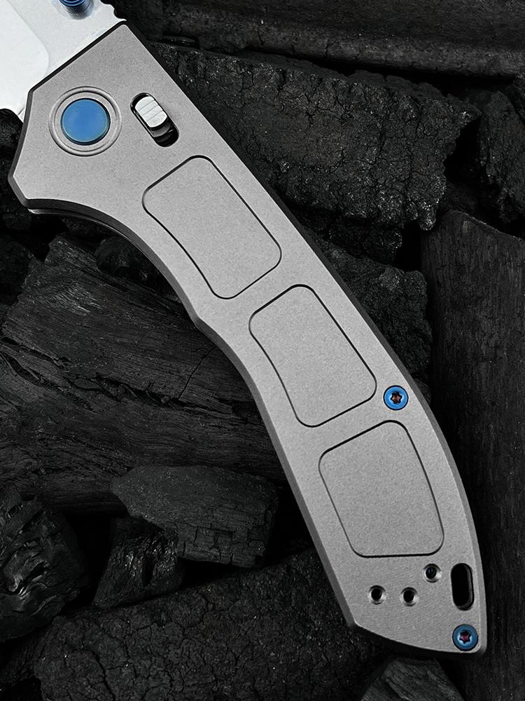BM Narrows 748 Pocket Knife M390 Super Premium Stainless Steel Blade Knife 6Al-4V Titanium GRAY Handle folding knife Outdoor Hunting Survival Knife Hiking Knife self defense tactical knife Camping Fishing Tools Knife EDC Knife
