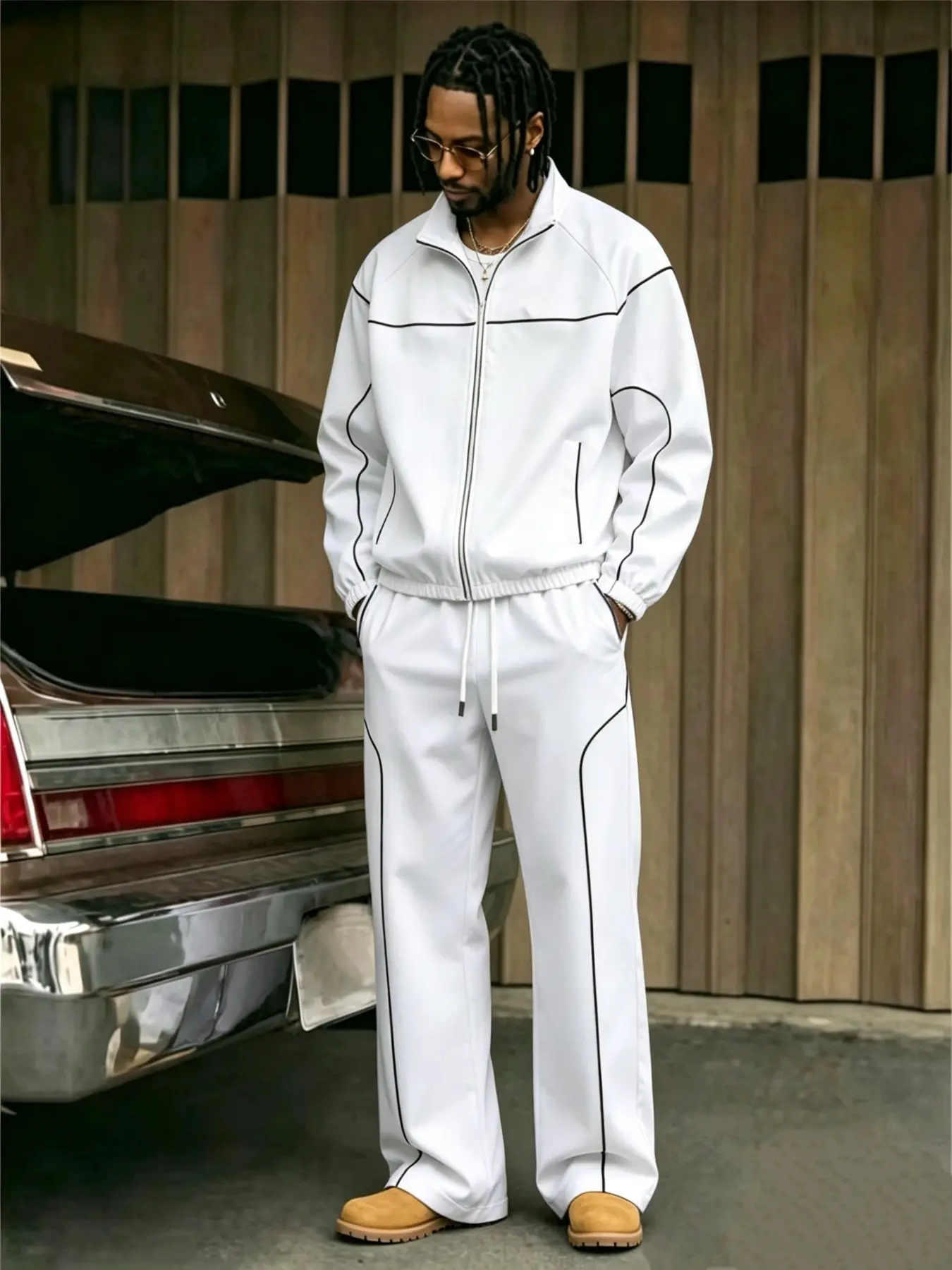 Men's Colorblock Sport Suit Set, Long Sleeve Fitted Jacket and Pants, Casual Comfortable for All Seasons, Ideal for Active Lifestyle