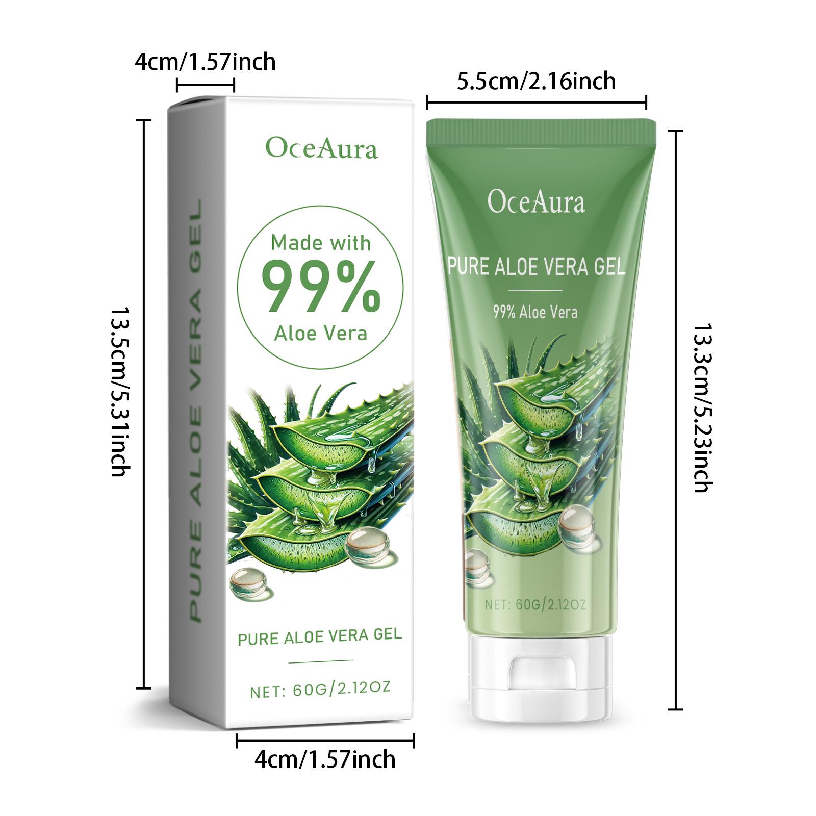 OCEAURA Pure Aloe Vera Gel, Triple Hydrating Face & Body Moisturizer with Aloe Barbadensis, Multi-Use Sunburn Relief Daily Cream, Non-Sticky Fast Absorbing for Sensitive Skin