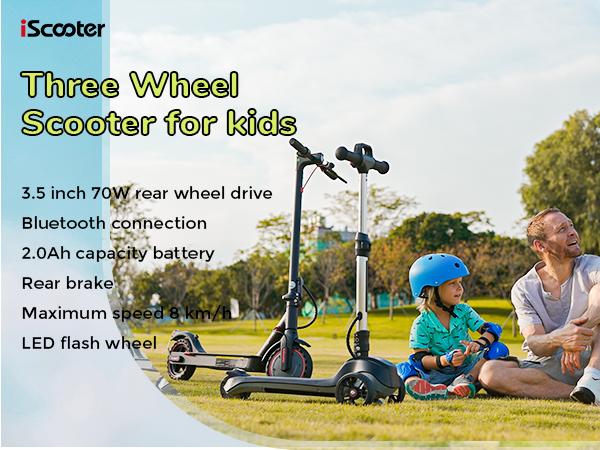 【Christmas Choice】Electric Scooter for Kids Ages 3-12 with Bluetooth Music Speaker, LED Light 3 Wheels, Thumb Accelerator, 3 Adjustable Height Toddler Motorized Scooters, Balance Training Scooter for Toddlers, Foldable Electric Scooter for Boys/Girls