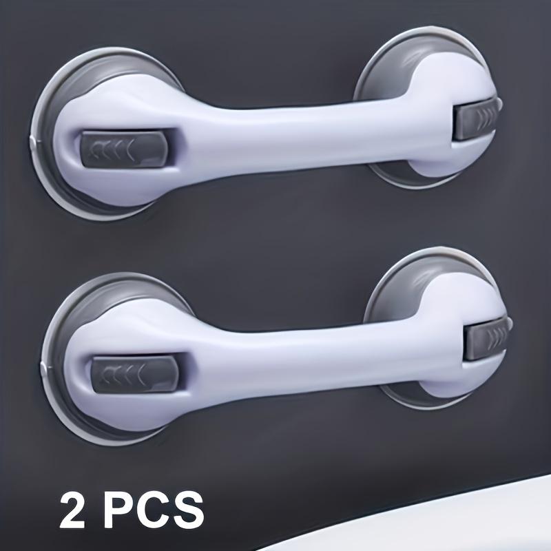2pcs Bathroom Grab Bars Suction Cup - No Drill Shower Handles for Elderly, Adjustable Height Non-Slip Safety Rail, Toilet Fall Prevention Handrail (Easy Install)