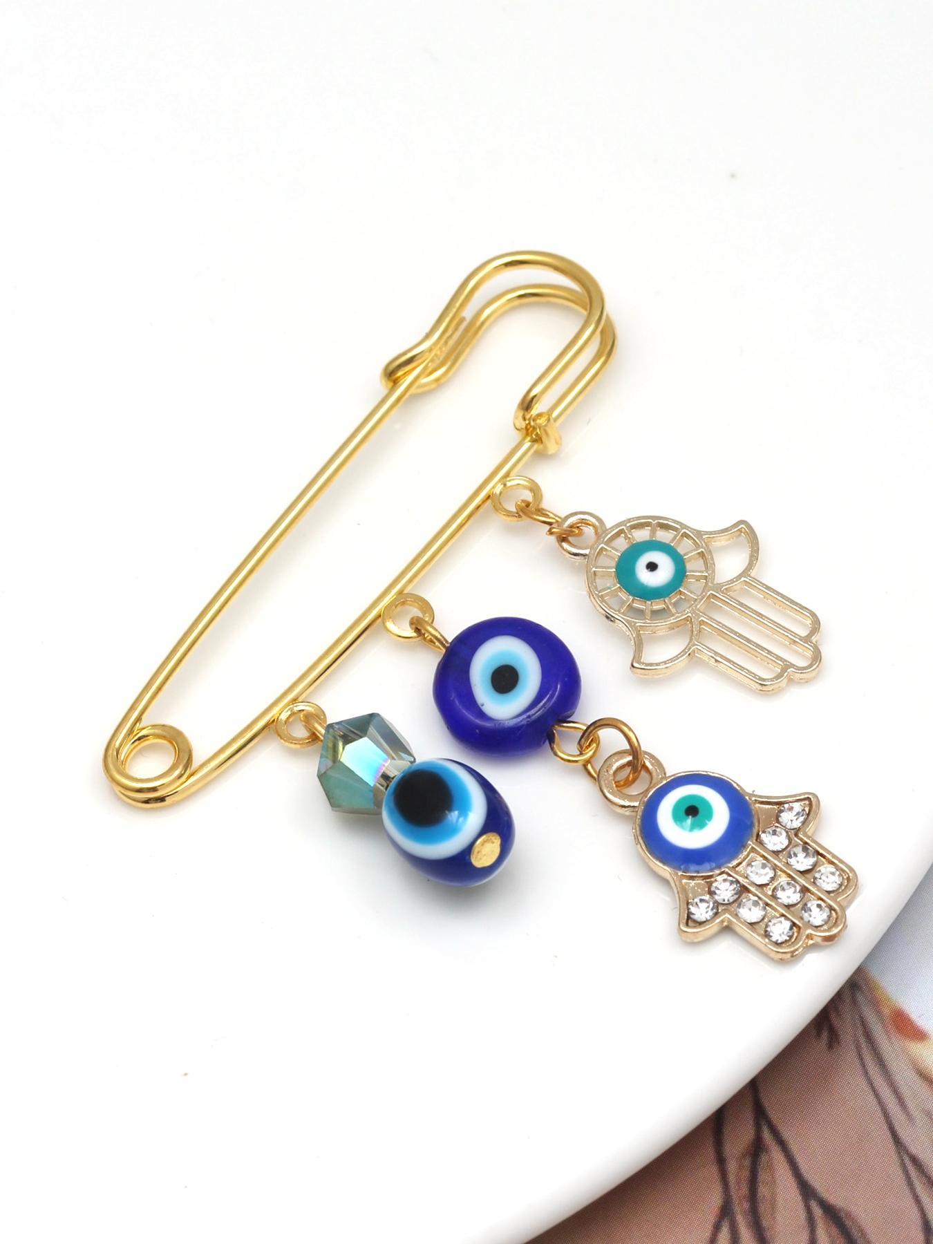 Evil Eye Design Brooch, Rhinestone Decorated Hollow out Design Clothes Brooch, Fashion Accessories for Women & Men, Trendy All-match & Exquisite Brooch for Birthday Gift, Jewellery