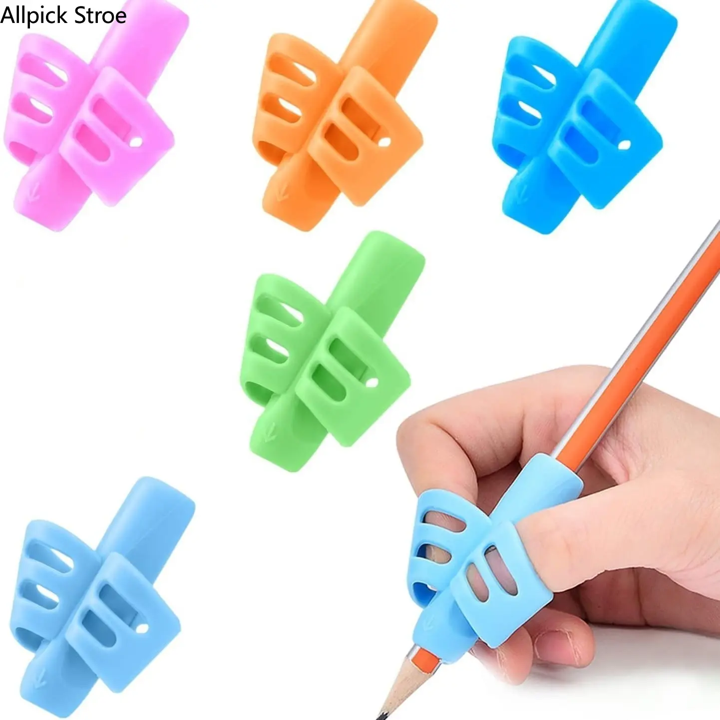 Kids Ergonomic Silicone Pencil Grips (10pc Multicolored) - Back to School Stationery Supplies, Classroom Learning Tools, Handwriting Training Aid for Students Posture Correction, Writing Aid