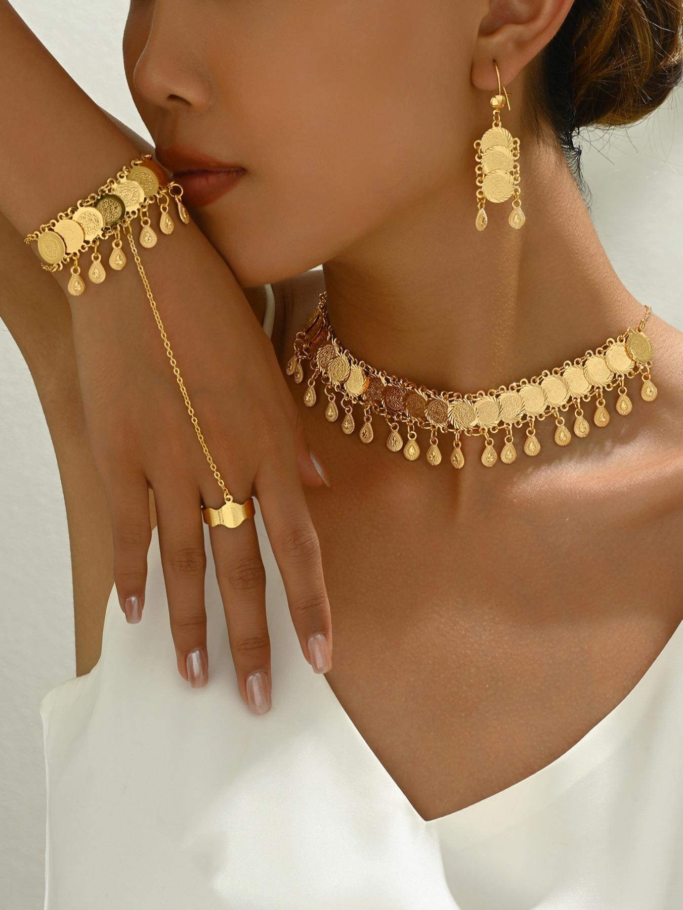 Women's Elegant Fashion Jewelry Set, Casual Trendy Pendant Necklace & Dangle Earrings & Bracelet, Necklace And Earring Set, Necklaces Earrings Set, Fashion Accessories for Party & Daily Clothing Decor, Fashionable Jewelry Set