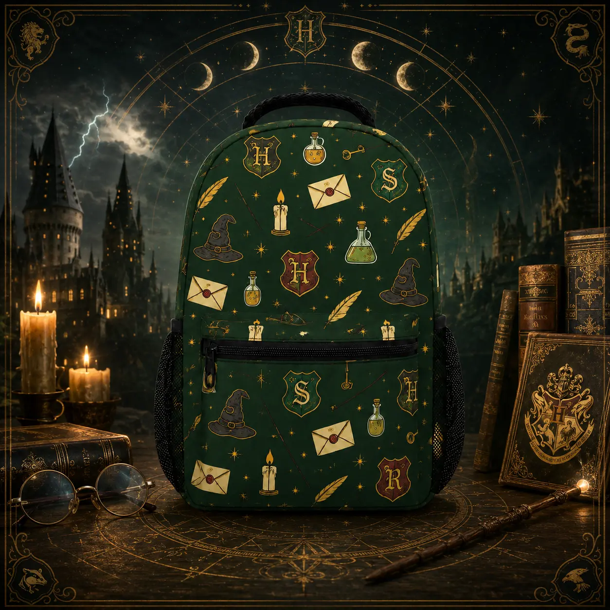 Harry Potter Hogwarts Wizard Magic Backpack - Dark Academia Functional Travel Bag for Teens senior backpack backpacks for school 2026 2027 clear backpacks book bags school backpack kpop demon hunters backpack clear backpack pink backpack bookbag