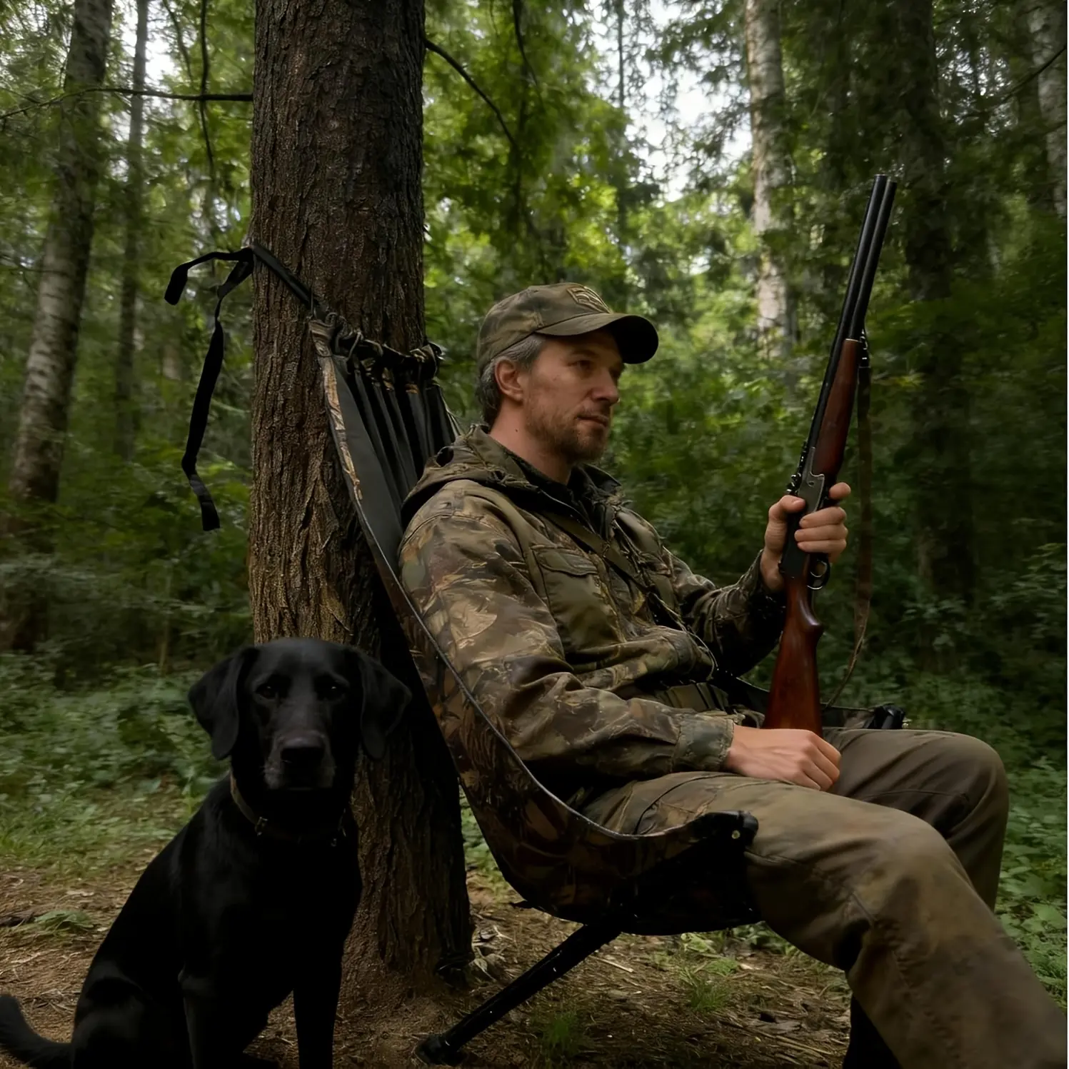 YJ-Fanatical Outdoor Low Rise Hunting Chair - Lightweight And Portable Folding Chair with Adjustable Lumbar Support, Suitable for Turkey/deer Hunting, Camping, And Fishing As A Low And Compact Outdoor Stool, And A Stable Hunting Concealed Chair