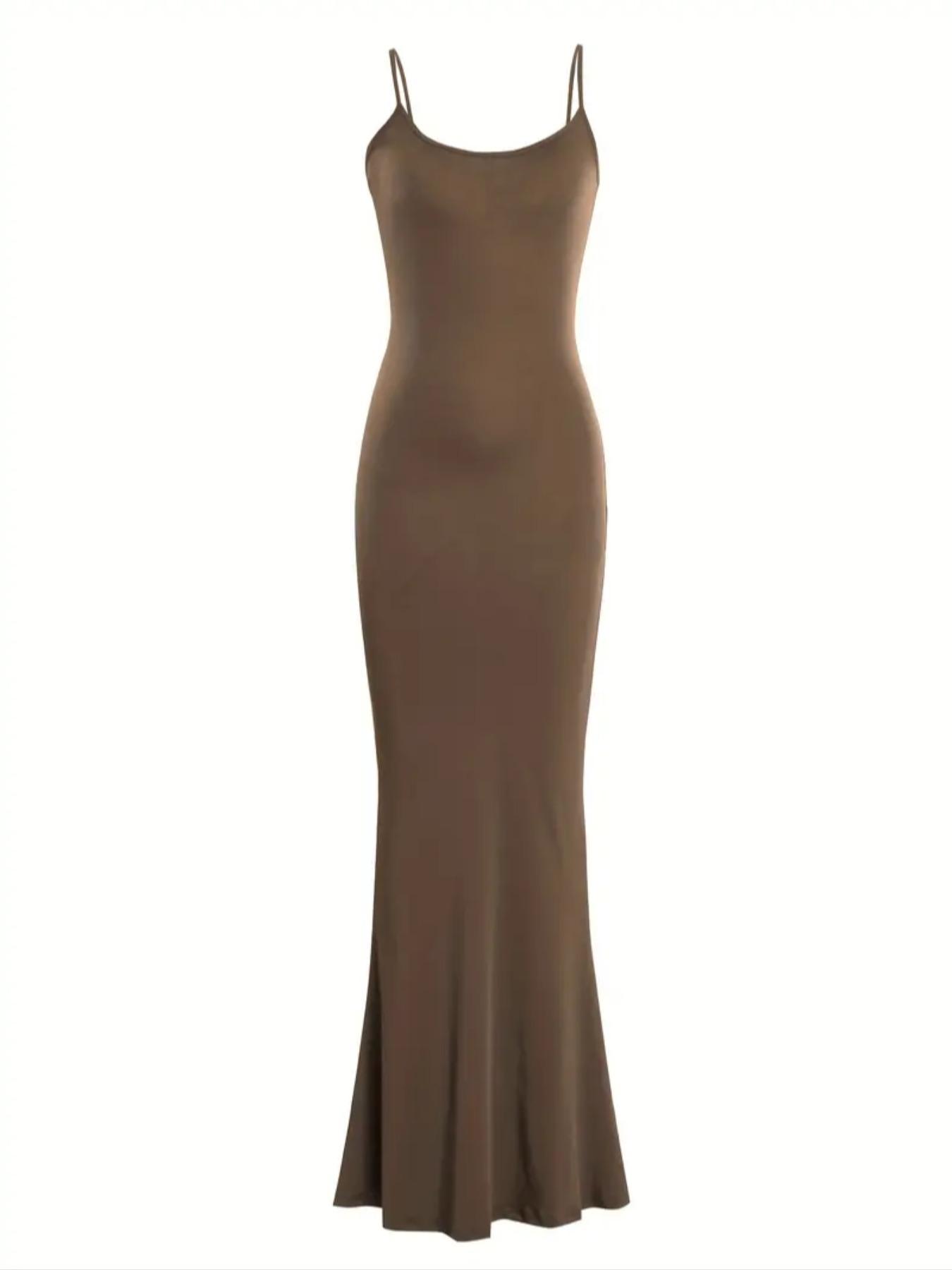 Women's Solid Color Spaghetti Strap Cami Mermaid Nightdress, Basic Minimalist Casual Comfy Sleeveless Bodycon Maxi Nightgown, Summer Outfits 2024, Ladies Sleepwear for All Seasons