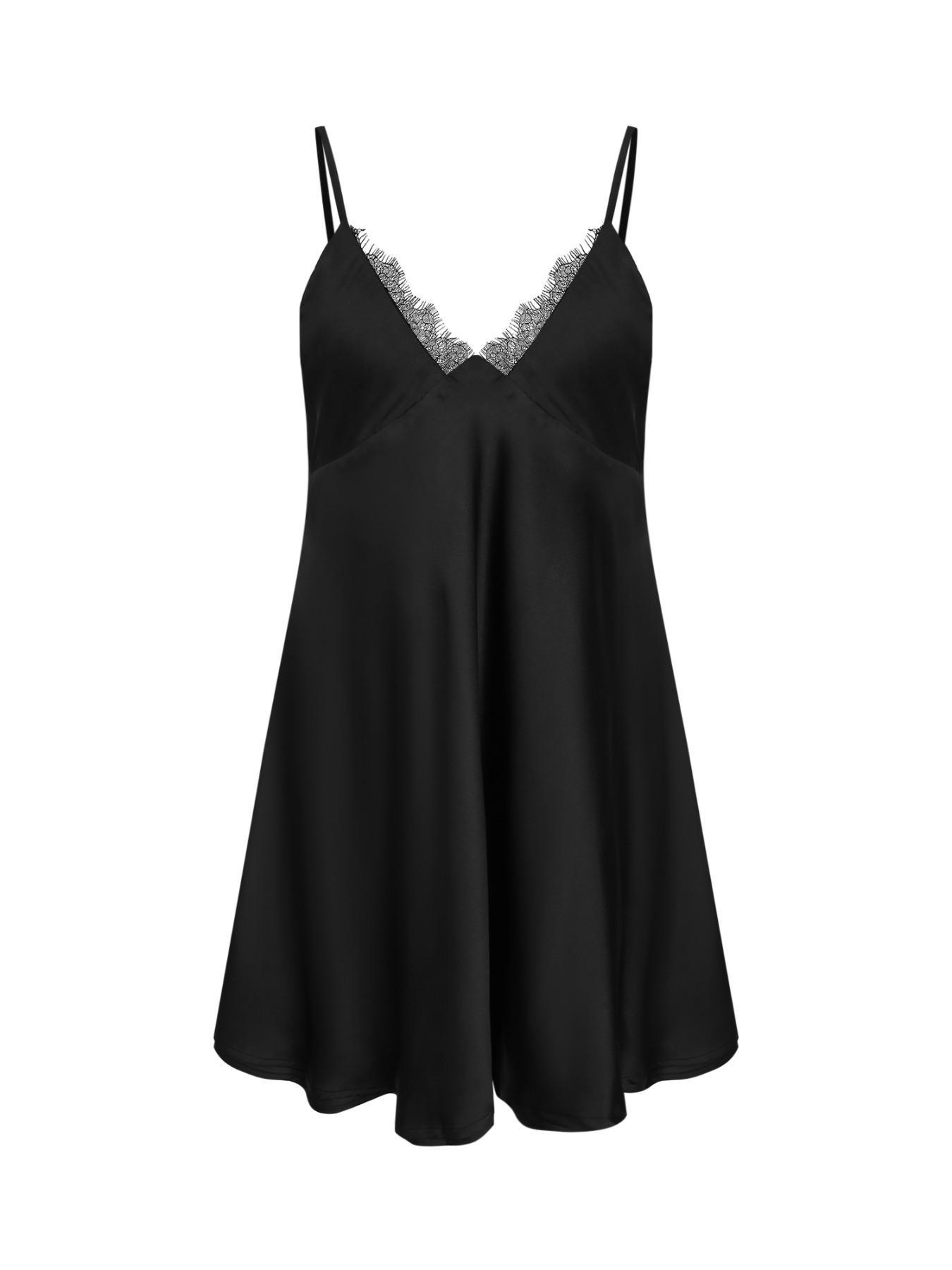 Women's Lace Trim Cami Dress, Solid Color Sleeveless Dress for Parties, Clubs and Dates, Ladies Clothes for Summer