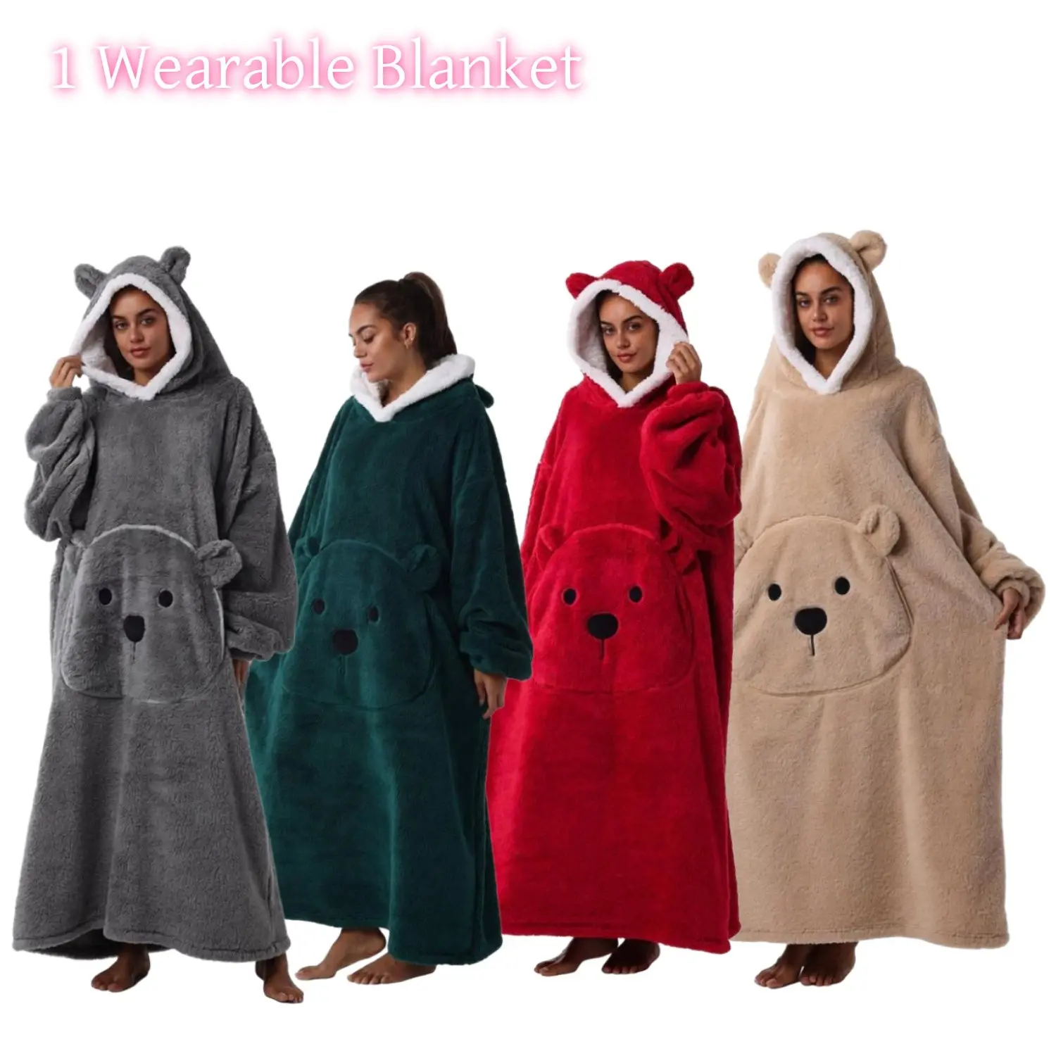 Oversized Hoodie Blanket for Women Adults Oversized Wearable Hooded Sweatshirt Pullover, Wearable Blanket Hoodie Super Soft Warm Cosy Sweatshirt with Big Pocket, Christmas Gift  Valentine's Day gift