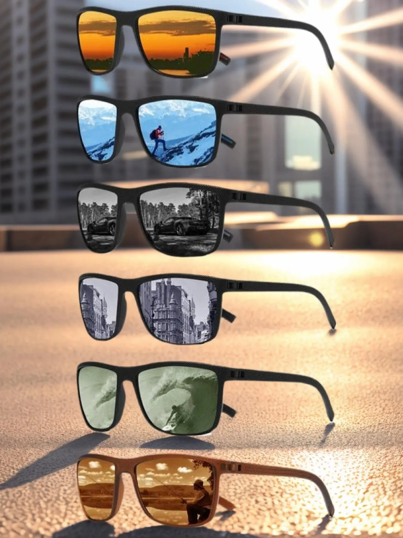 Unisex Polarized Sunglasses, Trendy Casual Cool Sunglasses for Everyday Use, Fashion Accessories for Outdoor Activities