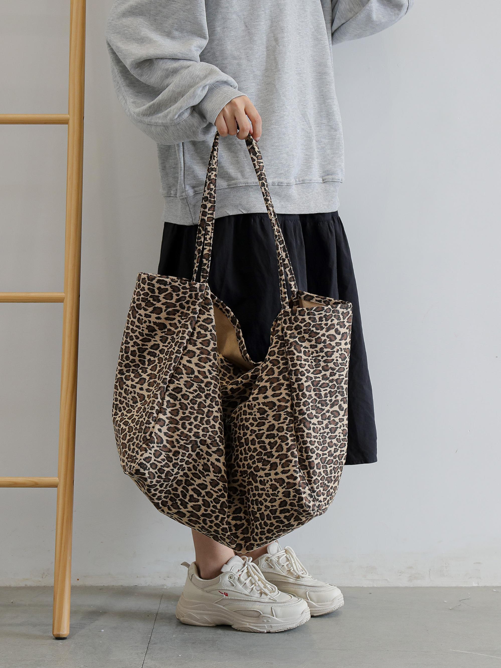 Women's Fashion Leopard Print Tote Bag, Large Capacity Daily Handbag Shoulder Backpack, Casual Trendy Multifunctional Commuter Bag, Fashionable Tote Bag, Stylish Tote Bag
