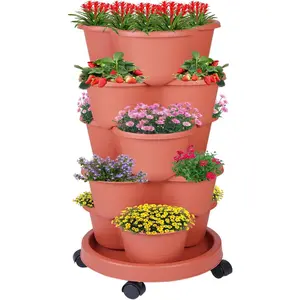 5-Tier Vertical Garden Tower Stackable Planter for Strawberries, Flowers, Vegetables & Herbs(Indoor & Outdoor)