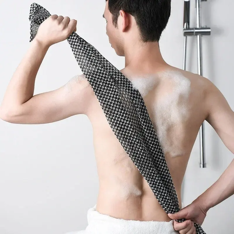 Ultra-Long Exfoliating Back Towel, Antibacterial with Silver Ions, Multifunctional Shower Bath Towel, Body Scrub Towel, Rich Foam, Skin Care Essential