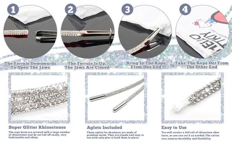 Trendy Rhinestone Glitter Shoelaces – 47in Sparkly Rope Strings, Shiny DIY Drawstring Cord Replacement for Hoodies, Backpacks, Shoes, Dance Party Outfits