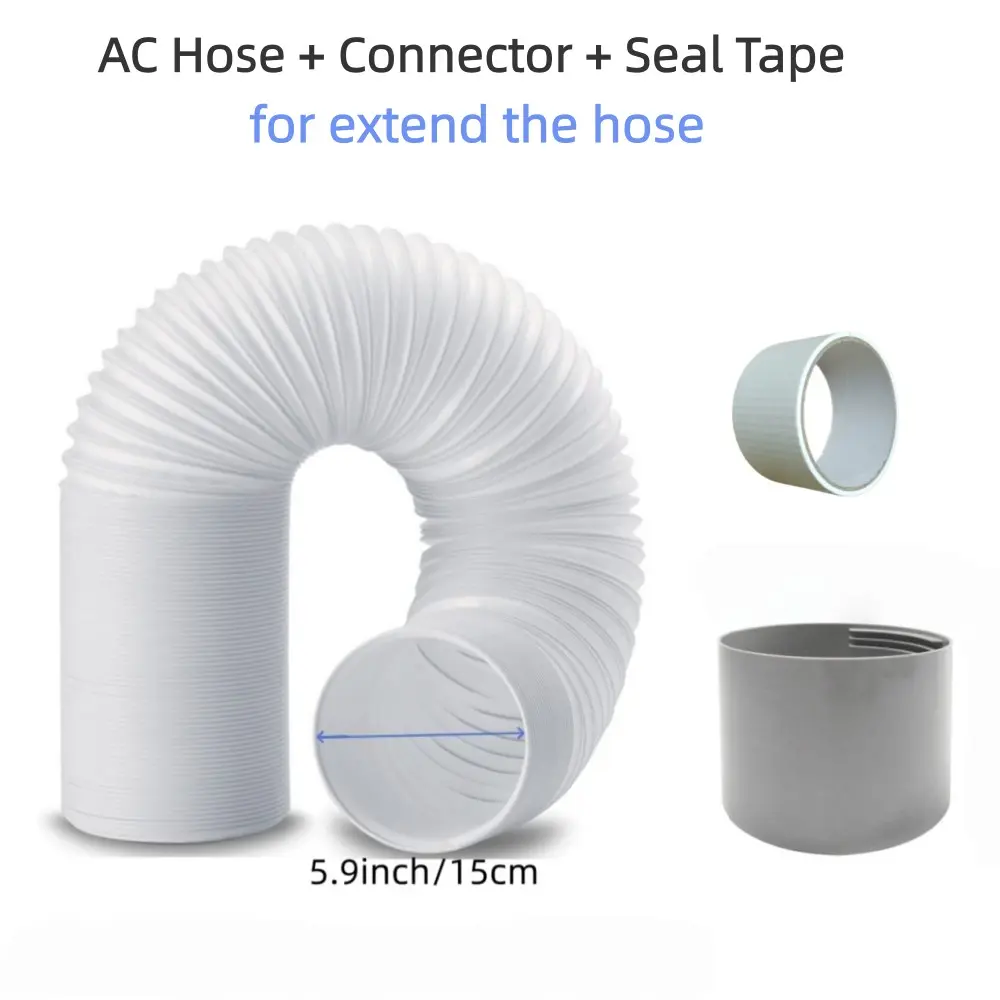 Portable Air Conditioner Hose with Coupler and Seal Tape, 5.9 Inch/15cm Vent Duct with Connector for Hose Extension, Excellent for Ac Outlet Airflow, Aircon Hose, Aircon Accessories