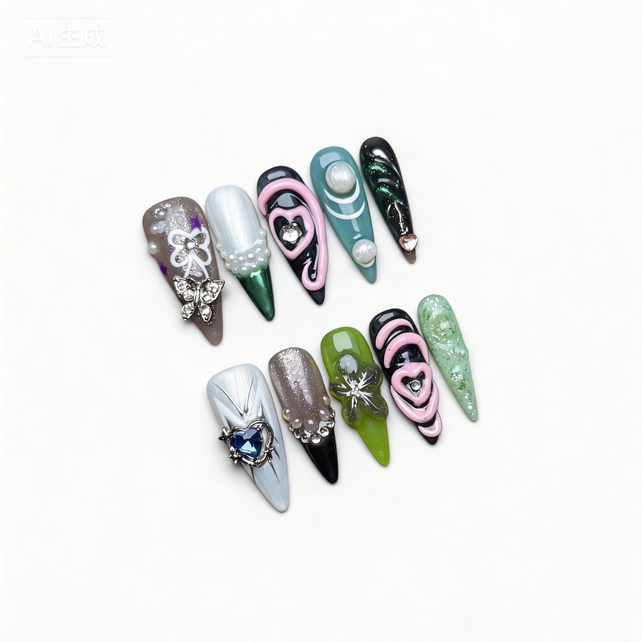 Vintage Cross Press-On Nails, Old Money Aesthetic Handmade Reusable False Nails, Luxury Cross Design Press On Manicure Set Nails for Women, Gothic Cross Nail Art