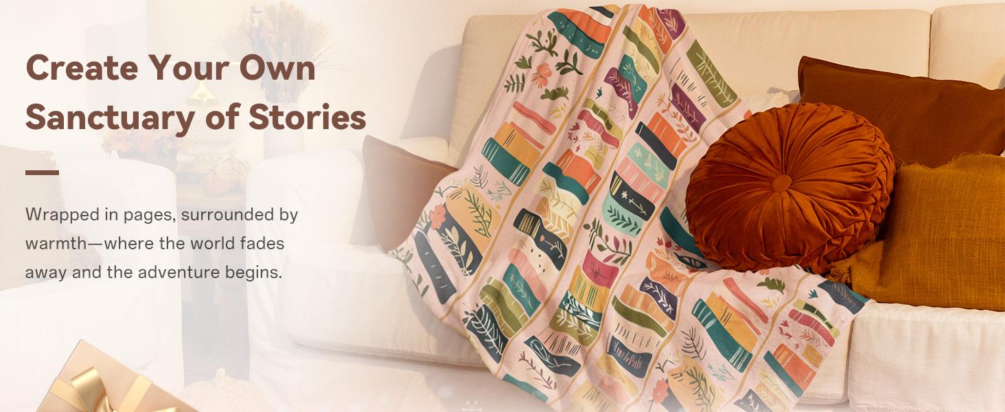 Book Lovers Gifts for Women Readers, Reading Blanket for Readers, Unique Bookish Book Club Birthday Christmas Reading Librarian Gifts Blanket 60"x50" (Pink)