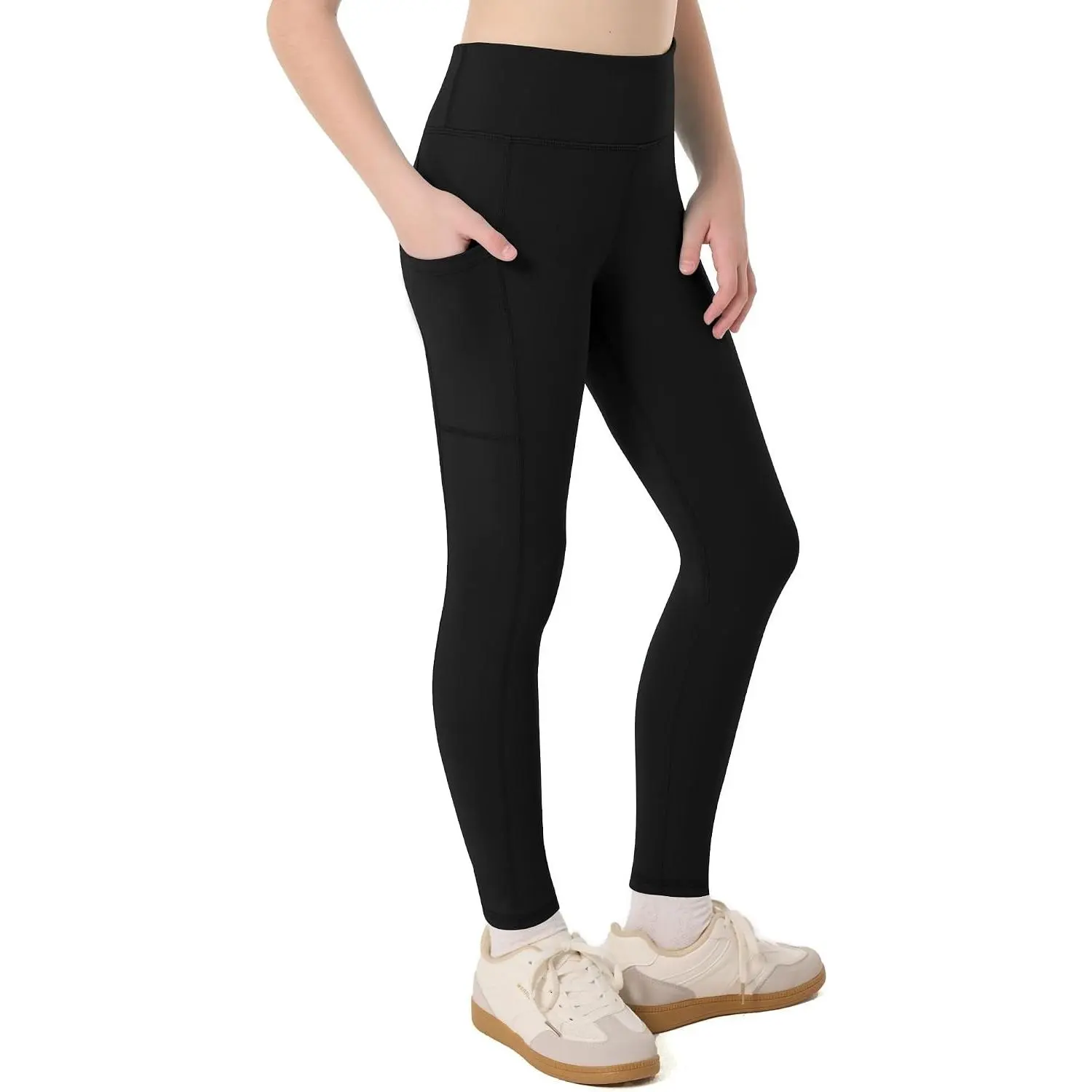 Girls High Waisted Athletic Leggings with Pockets for Dance Yoga Workout Running Cheer Gymnastics TightsGift