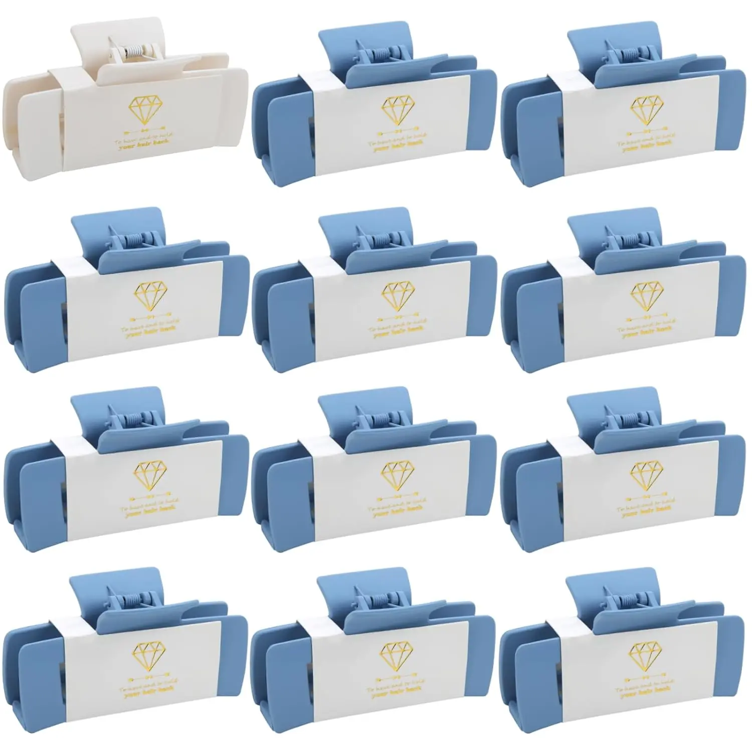 Bridesmaid Proposal Gifts 4.1inch square Hair Claws Bachelorette 12 count Large Hair Claw Clips Girls Stuff for Wedding Party Favors(White&Dusty Blue)
