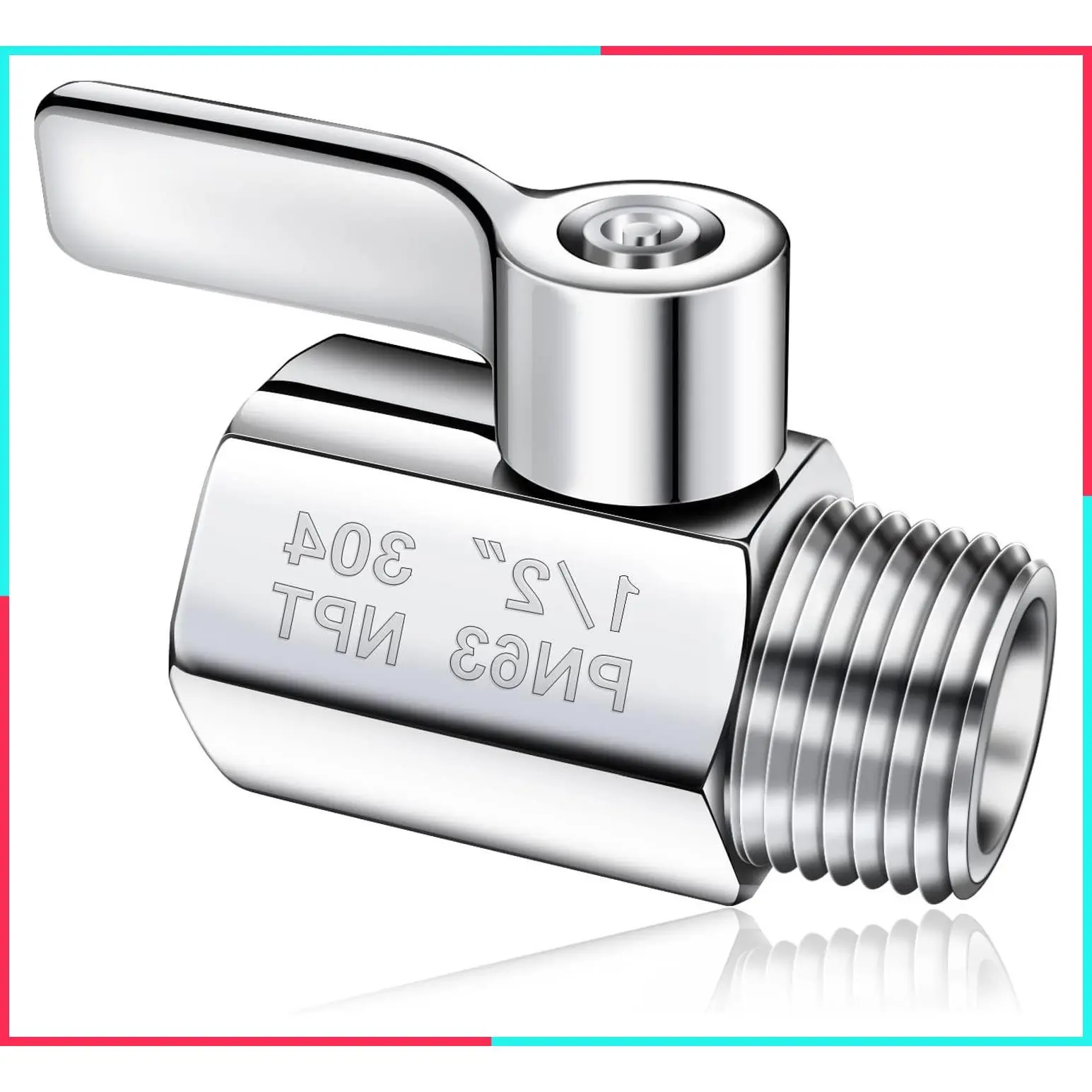 304 Stainless Steel Shower Head Shut Off Valve, 1/2" Female x Male NPT Thread Mini Ball Valve Water Flow Control Regulator