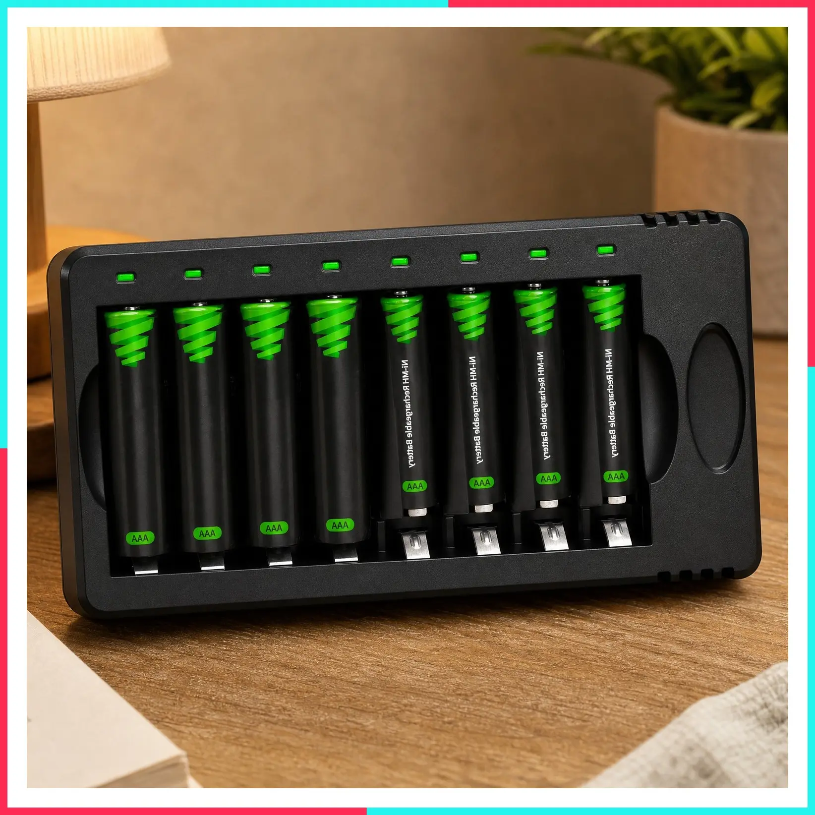 Rechargeable AA and AAA Batteries with 8-Bay Smart Charger, 4 Pack AA 2800mAh & 4 Pack AAA 1100mAh Low Self-Discharge NiMH Batteries