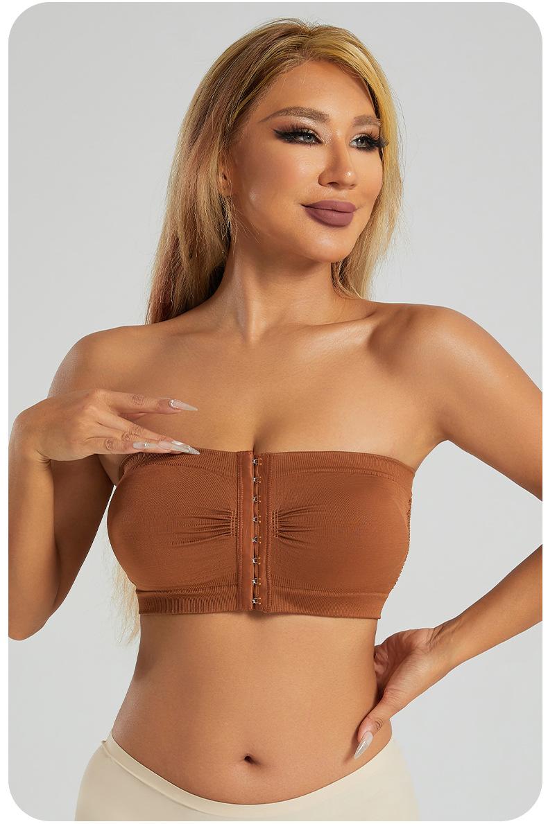 Plus Size Women's Underwear, Front-Clasp Strapless Bustier, Ladies' Bra, Push-Up, Non-Cup Chest Wrap, Beautiful Back