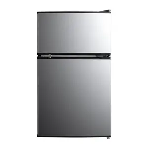 Mainstays 3.2 Cu Ft 2-Door Compact Refrigerator with Freezer, Stainless Steel, Mini Fridge for Dorm, Apartment & Office