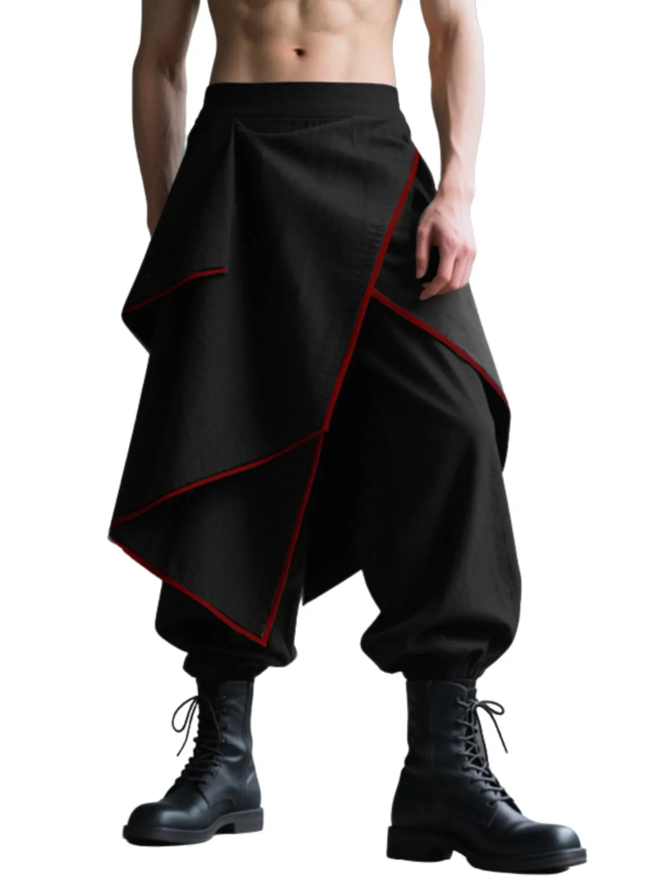 INCERUN Men's Fashion Colorblock Stripe Design Irregular Long Pants, Casual Comfy Trouser, Stylish and Unique Men's Clothing, Perfect for Casual Wear
