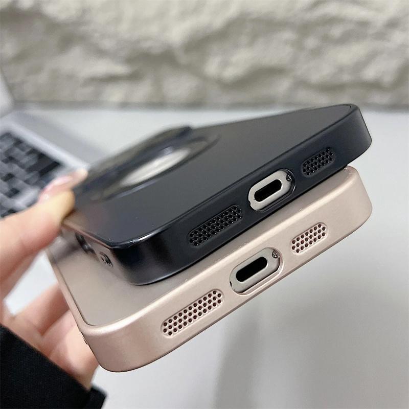 Luxury Large Window Magsafe Logo Hole Magnetic Case For iPhone 17 Air 16 15 14 Plus 13 12  Pro Max Camera Lens Protector Cover