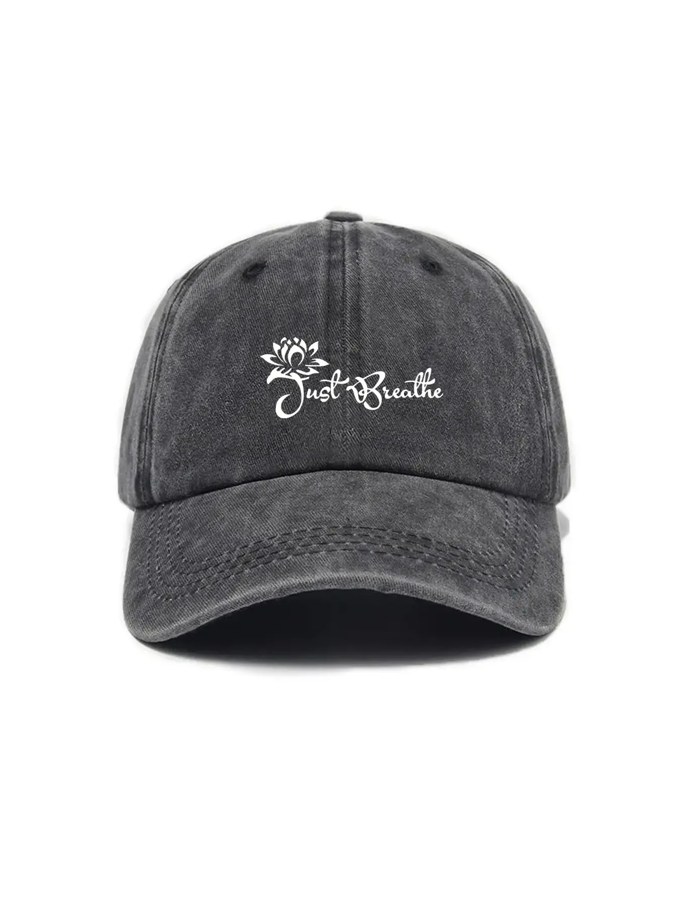 Dark Gray Washed Denim Baseball Hat Lotus Flower Dad Cap Vintage Casual Adjustable Sun Hat for Men Women Trendy Streetwear Fashion Outdoor Sport Golf Trucker Cap Running Gym Workout Hunting Fishing Summer