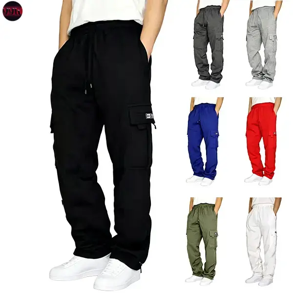 YYW1 Men's Baggy Sweatpants - Activewear All-Season Casual, Athletic Plain Loose-Fit Wide-Leg, Multi-Pocket Drawstring Elastic Waist-Long Pants