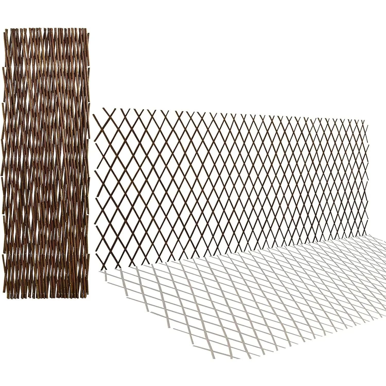Eco-Friendly Natural Willows Adjustable Size Expandable Trellis with Riveted Grids - Outdoor Garden Fence Lattice Panels for Vine, Rose, Clematis Support (Solar Light Fit, 36x92in, 1PC)
