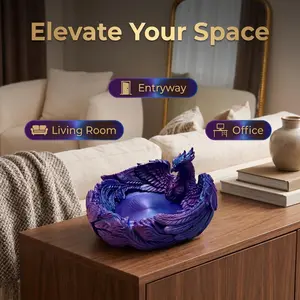 3D Printed Phoenix Bowl Storage Decor, Home Decoration Statue Ornament, Unique Feng Shui Symbol for Living Room & Office