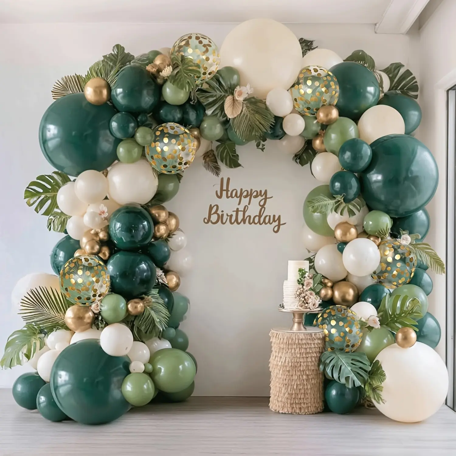 154 Piece Jade Gold Balloon Arch Set, Deep //sand /mocha/crystal Gold, Party Decorations for Birthday Weddings