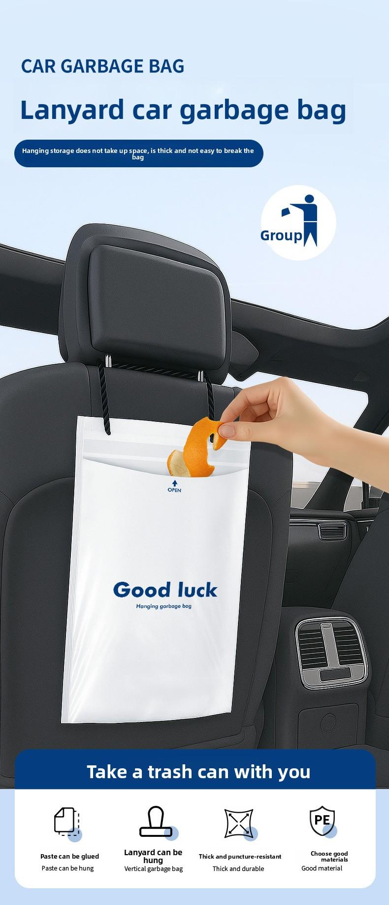 Hanging Car Trash Bags - Leak-proof, Recyclable, 50 pieces per pack