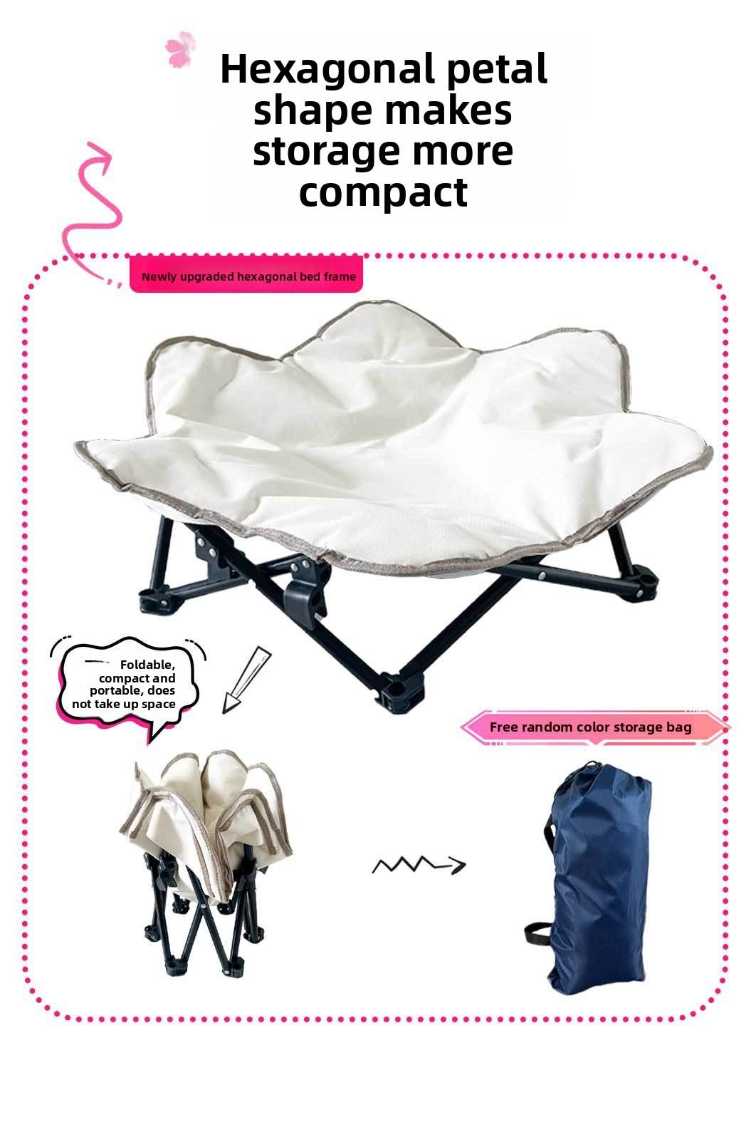 Winter Warm Dog Bed, Quilted Foldable Pet Bed, Sturdy Hexagon Portable Pet Cot for Cats & Dogs, Indoor Outdoor Use