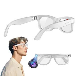 3 Lenses Smart Glasses with Camera, 2MP Camera( Interpolation 5MP) AI Glasses,  Anti-shake 1080P Video Recorder, Multi Languages Translation, Hands-Free Calling ,(Transparent Anti-blue Lenses + Sunglasses Lenses  +Brown Lenses  )