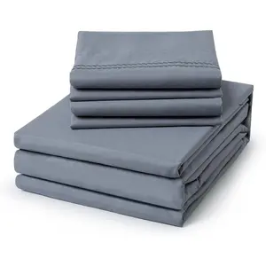 ClevaHome Twin Size Sheet Set - 4 Piece Soft Breathable Luxury Bed Sheet Set - Shrinkage & Fade Resistant Embroidered Bedding Sheet with Deep, 2 Pillowcases (Twin, Quarry)