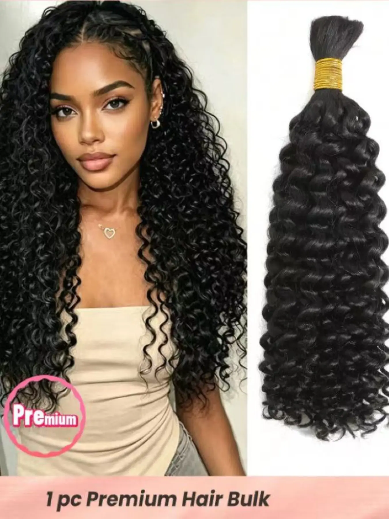 Boho Braid Single Strand Loose Hair Extensions, Natural Human Hair, Seamless Weftless Braiding Hair, Women's Clip-In Hairpieces
