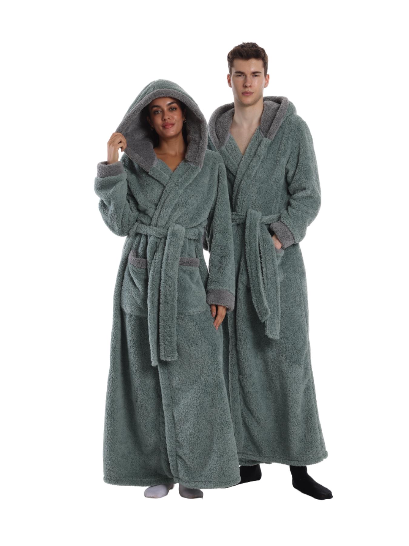 New Autumn Winter Lazy Blanket, Hooded Home Wear, Cute Animal Print, Long Sleeve Thickening Couple Bathrobe, Outdoor Cold Protection
