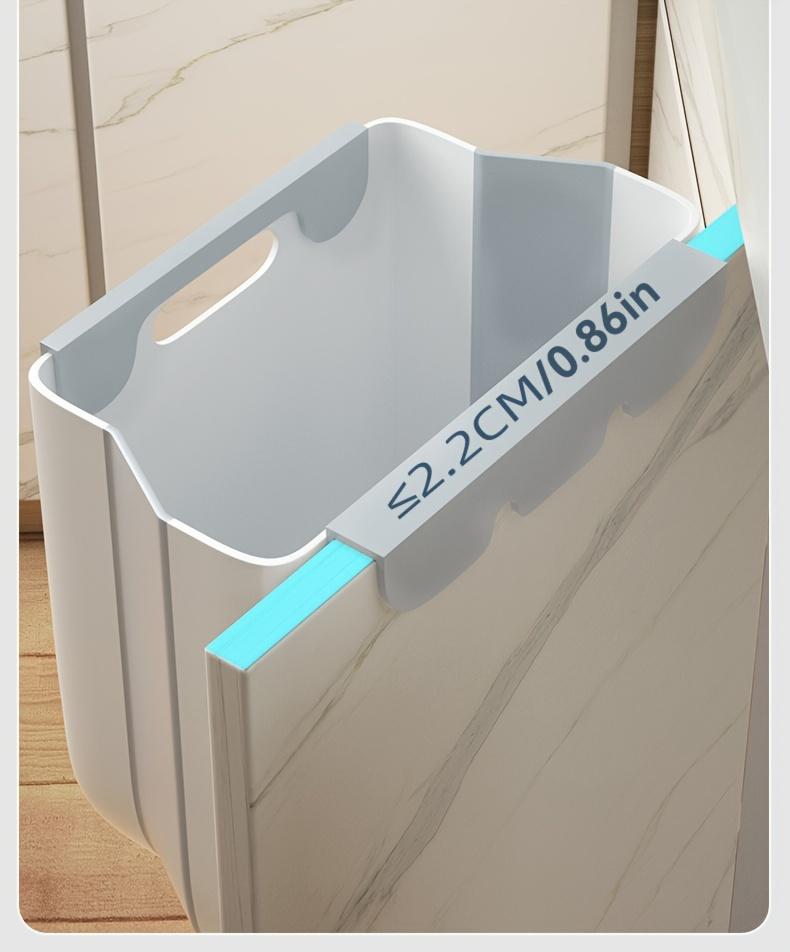 [1pc Foldable Trash Can] 1pc Compact Foldable Trash Can |   Space-Saving Modern Minimalist Rectangular Design, Durable Plastic Portable Countertop Bin for Kitchen & Bathroom, No Electricity Needed