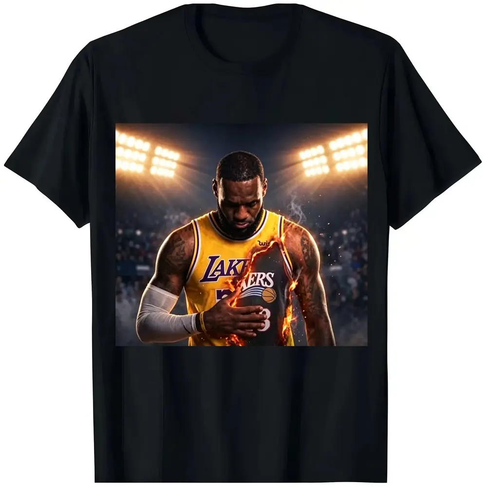Unisex Classic Cotton LeBron Graphic T-Shirt - Casual Street Style Garment, Personalized Basketball Fan Game Day Gift, Customized
