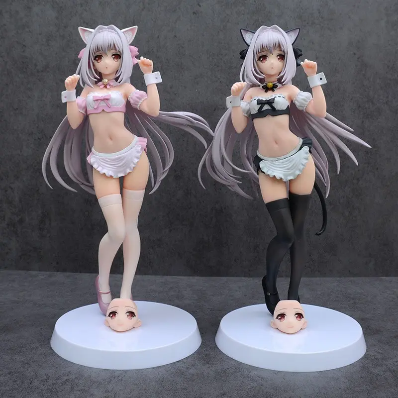 Near Moon Girl Etiquette Sakura Road Luna Interchangeable Face Figure, Anime Model Display, Cat Ear Maid, Cute 1/6 Scale Handheld Doll