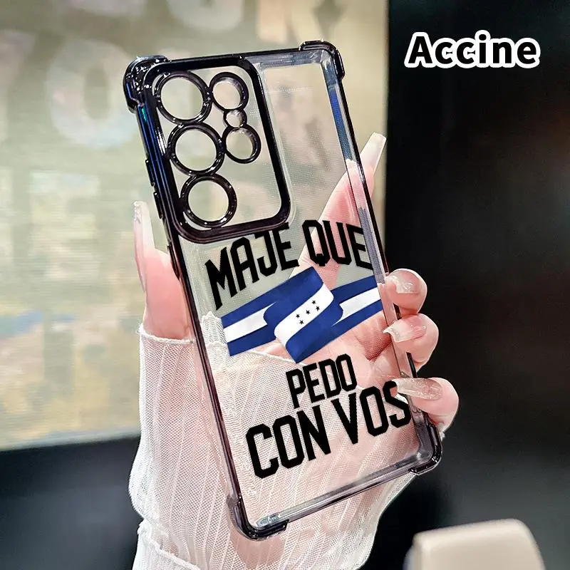 Compatible with Samsung Galaxy S26 S23 Ultra S24 Plus S25 S22+ Edge Phone Case Honduras Phrase Art Pattern Clear Protective Four Corners Air Cushion Anti-drop Shockproof Cellphone Casing