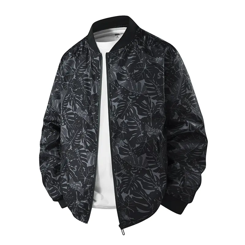 26 Autumn New Men's Jacket, Baseball Collar Jacket, Fashionable Youth Casual Coat, Cardigan with Splash-Ink Tree Branch Design, Men's Jacket