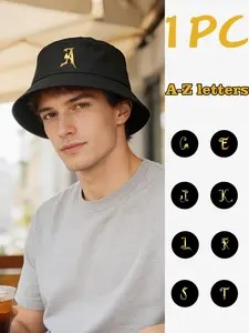 1PC men's and women's universal personality letter-printed fishing hat, with 26 letters available for selection. A lightweight and casual, versatile outdoor sun hat suitable for all seasons, ideal for daily outdoor outings and can be used as a gift.