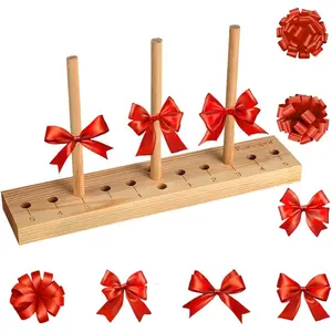 Wooden Bow Making Tool for Ribbon, for Making Gift Bows, Wrist Corsages, Hair Bows, Holiday Wreaths and Party Decorations, comes with Instructions