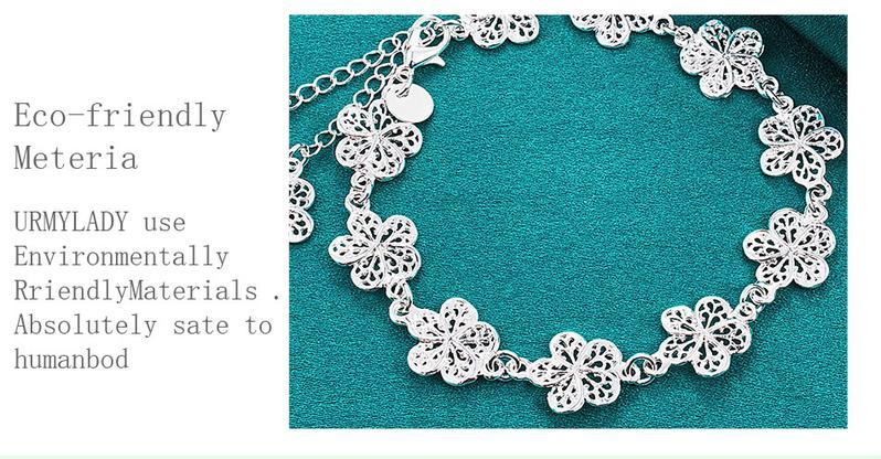 Hot wedding 925 sterling silver bracelet beautiful flowers for women classic high quality fashion jewelry wholesale 20CM