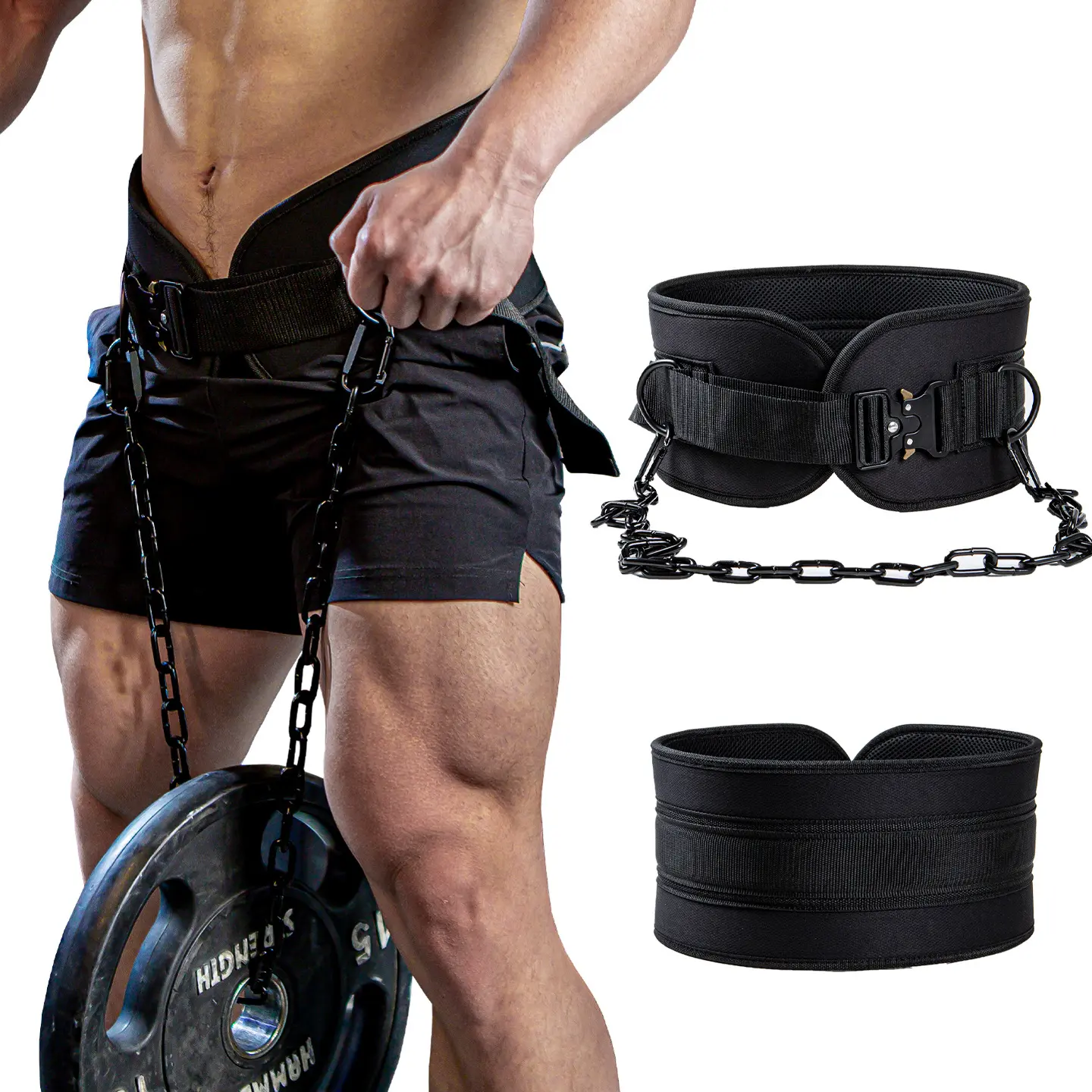 Heavy Duty Dip Belt for Weightlifting| 36" Thick Steel Chain & Neoprene Padded Waist Support| Weighted Pull-Up, Dip & Squat Belt for Calisthenics, Powerlifting & Bodybuilding