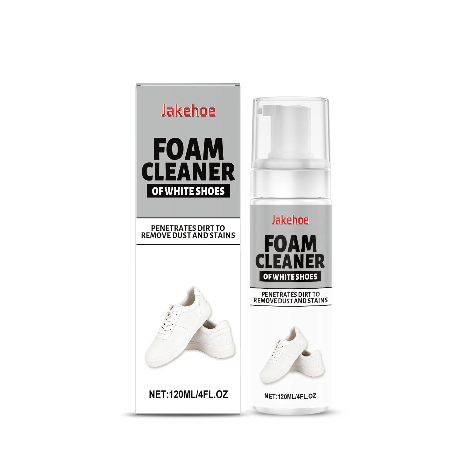 Jakehoe White Shoe Foam Cleaner with Sodium Carbonate - 189.6g, 4.6*15.4cm, 3-Year Shelf Life, Gentle Stain Removal & Yellowing Correction Solution, Portable Household Cleaner, 3 Years
